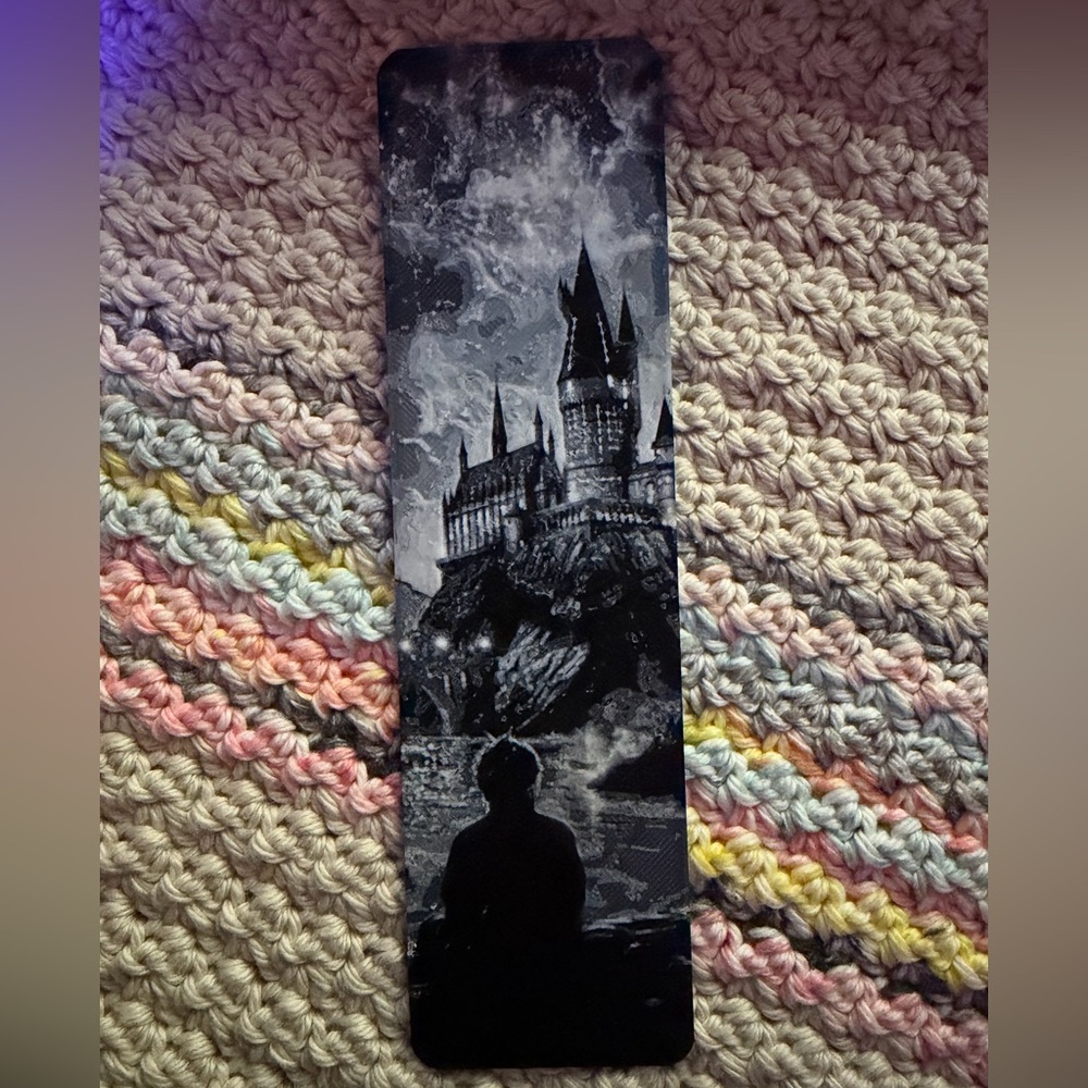 Mystical Castle Black and Gray Bookmark